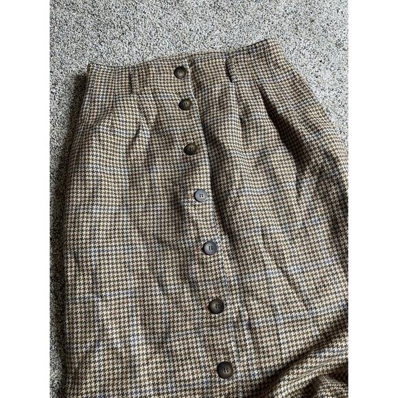 VTG Country Shop Wool Alpaca Skirt Classic Button Houndstooth Academia Size 6 - Picture 3 of 7